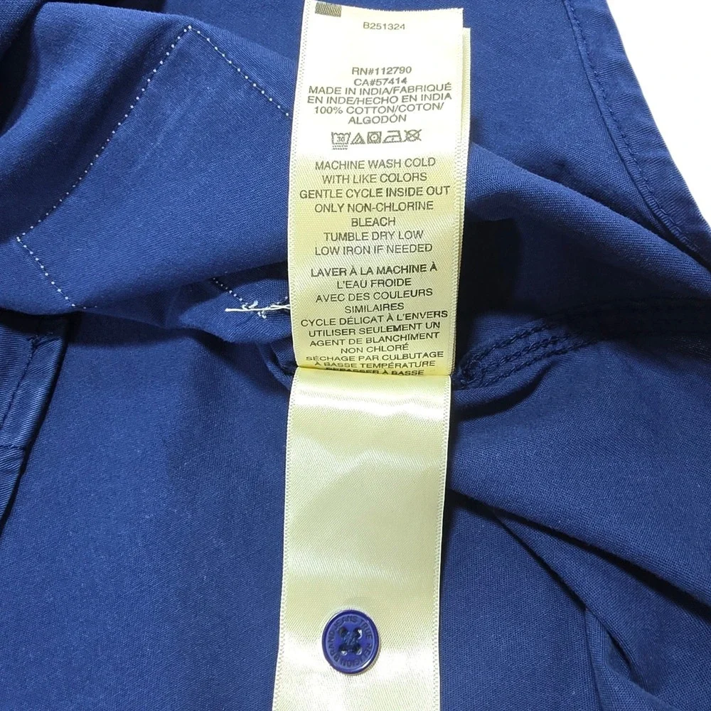 True Religion Shirt Mens Large Blue Cotton Short Sleeve Workwear Horseshoe Y2K